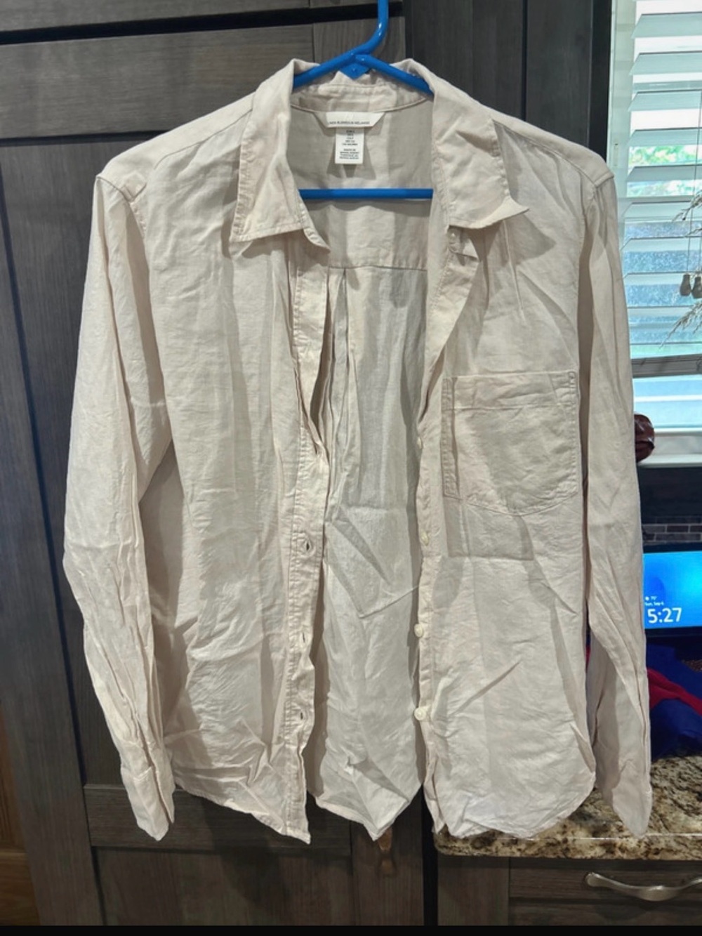 H&M Cream Lightweight Long-Sleeve Shirt Jacket